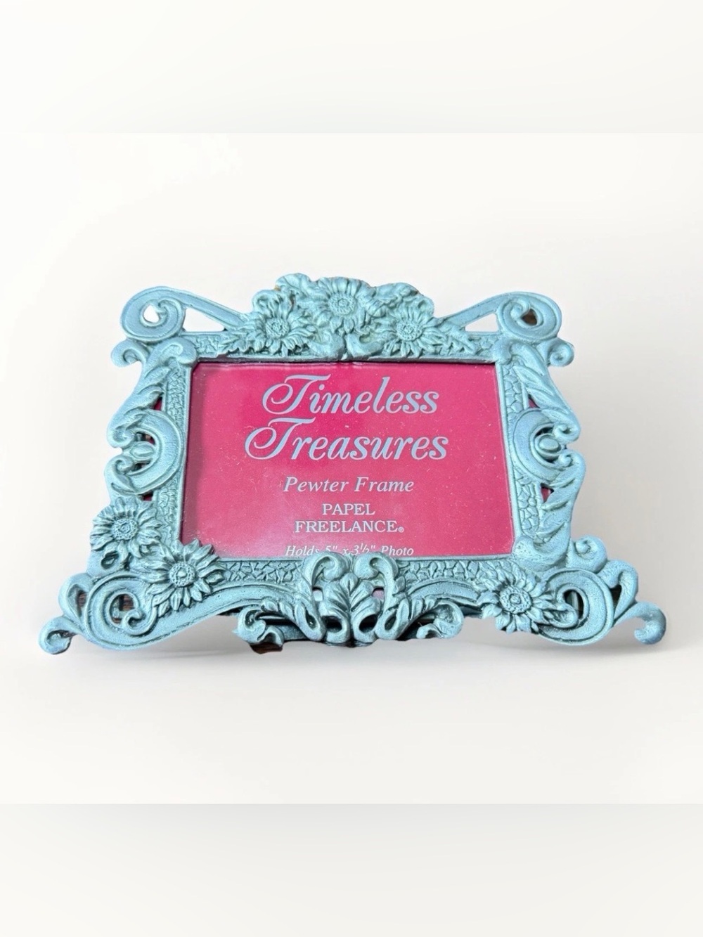 Timeless Treasures Pewter Frame 5” X 3.5” Photo Frame Classic Flower Design - Picture 2 of 6